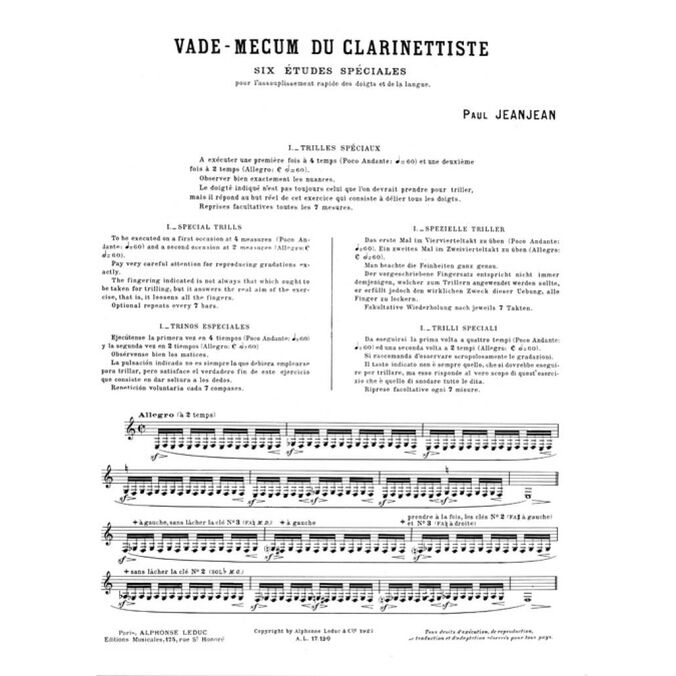 JEANJEAN, PAUL.- VADEMECUM DU CLARINETTISTE SAMPLE