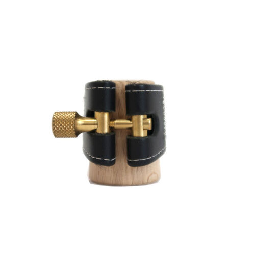 Ligature Saxophone Alto Wood Stone Kodama 2 Cuoio Nero pour Bec Selmer