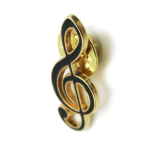 Spilla Chiave di Violino Negro dorata 18k