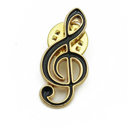 Spilla Chiave di Violino Negro dorata 18k