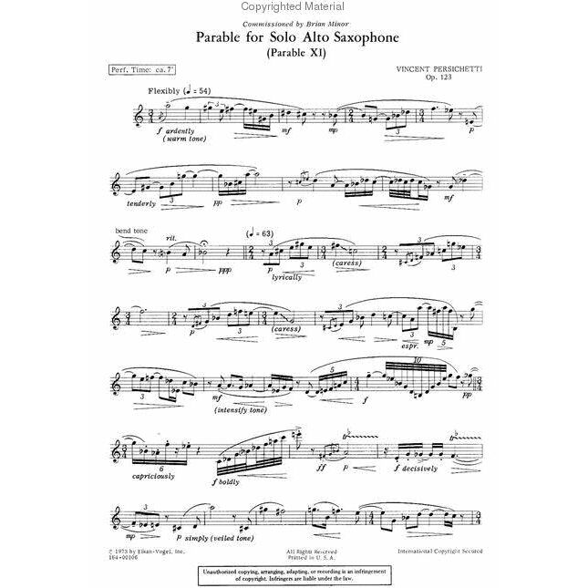 PERSICHETTI, VINCENT.- PARABOLA (PARABLE XI) OP.123 SAMPLE
